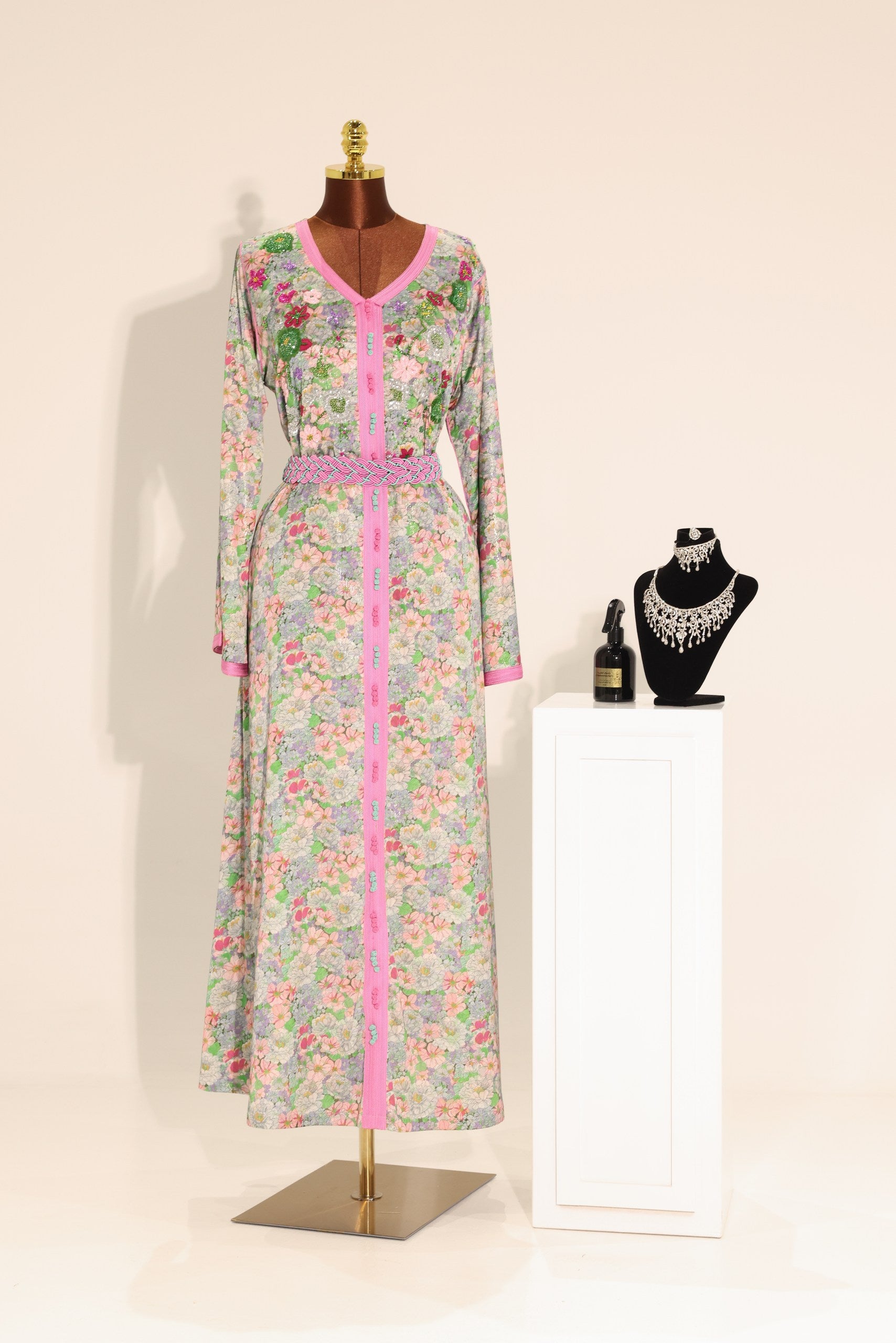 Silk Floral Zari Kaftan