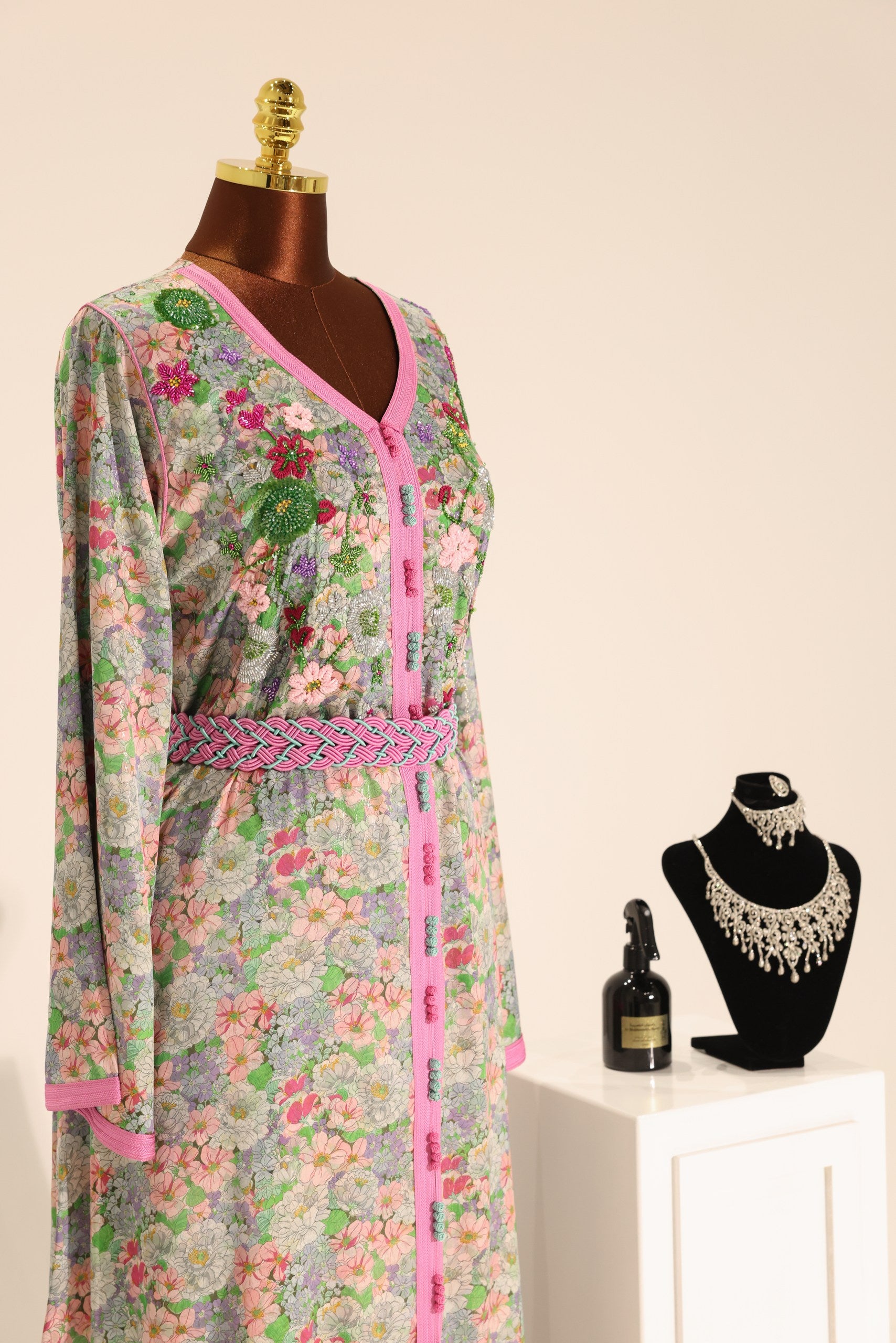 Silk Floral Zari Kaftan