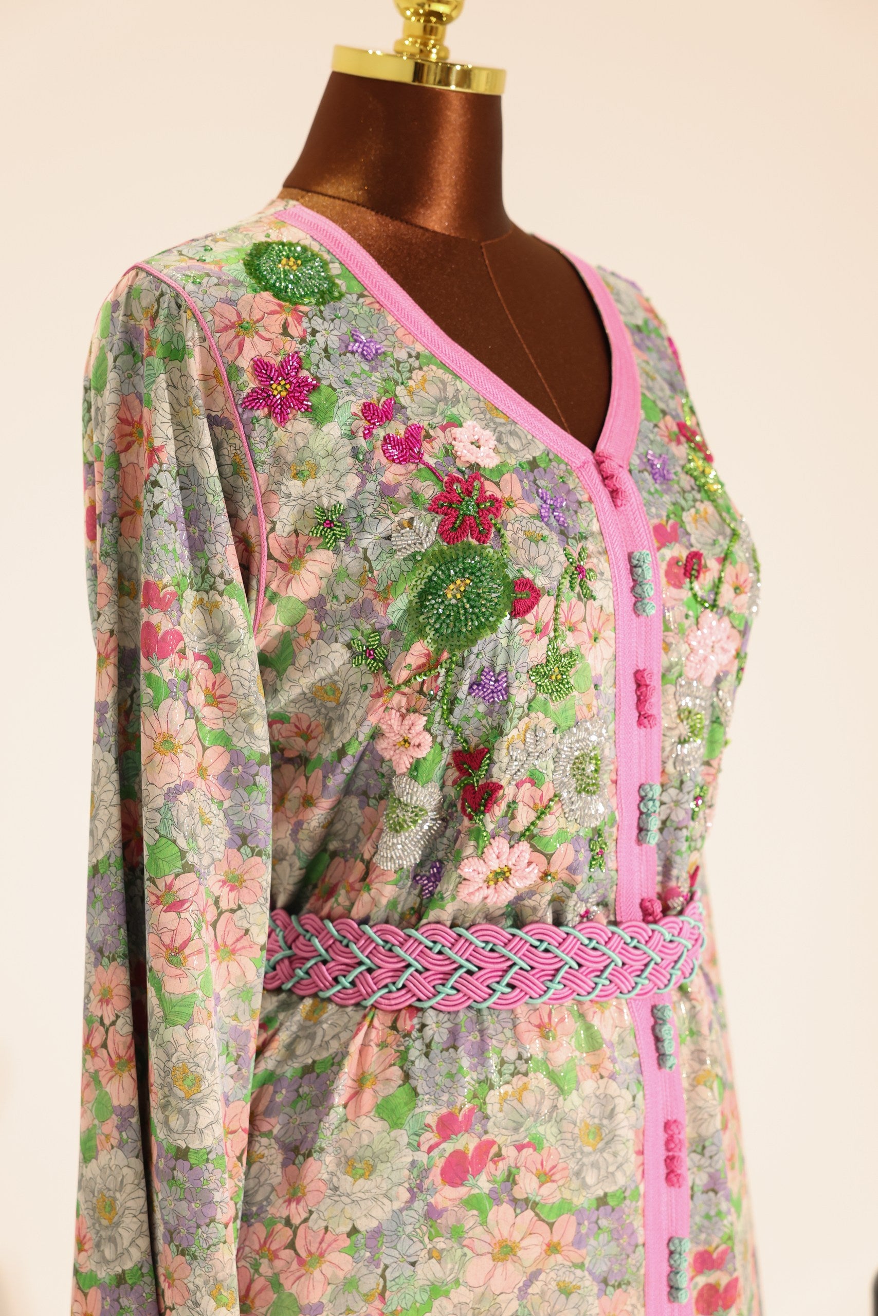 Silk Floral Zari Kaftan