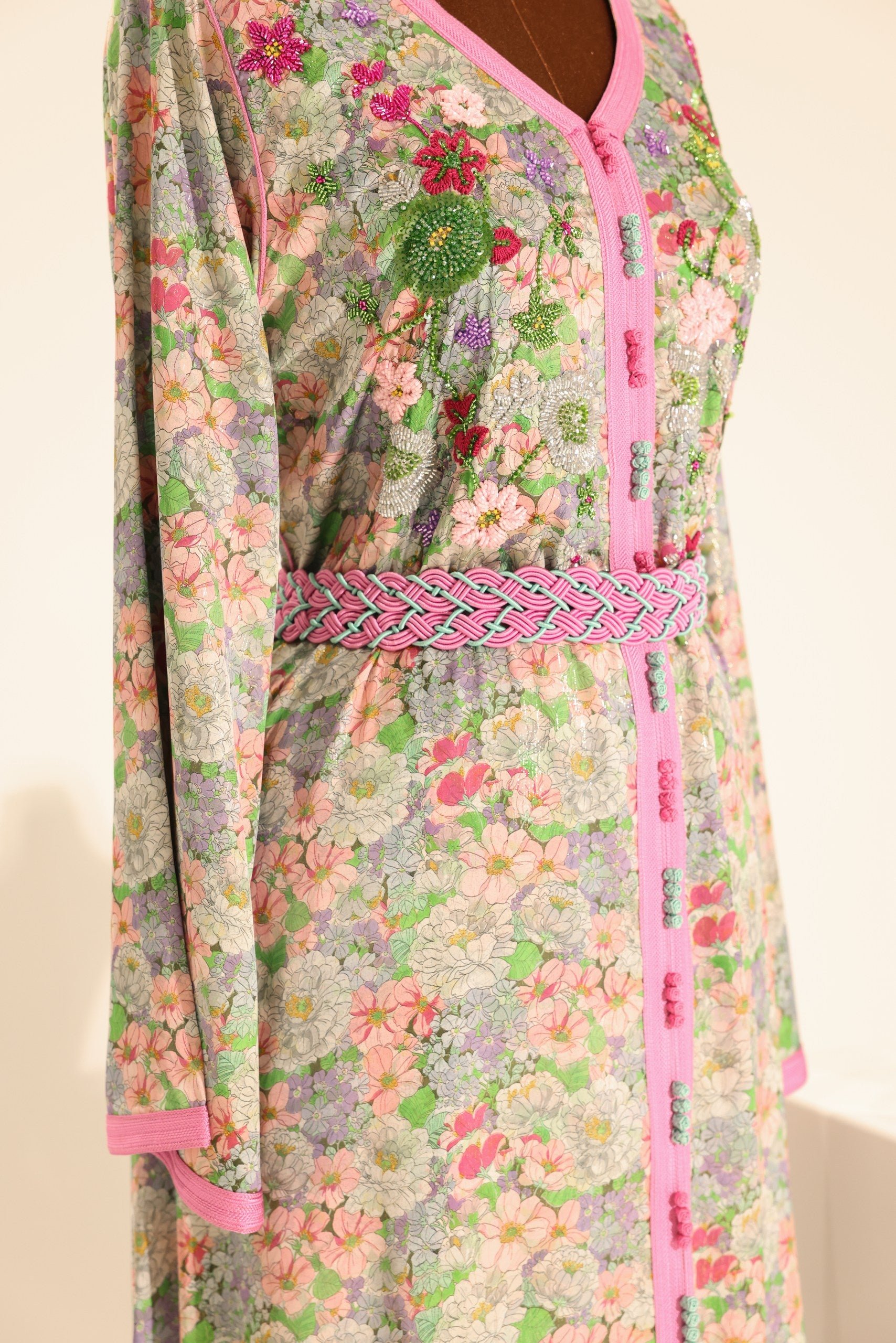 Silk Floral Zari Kaftan