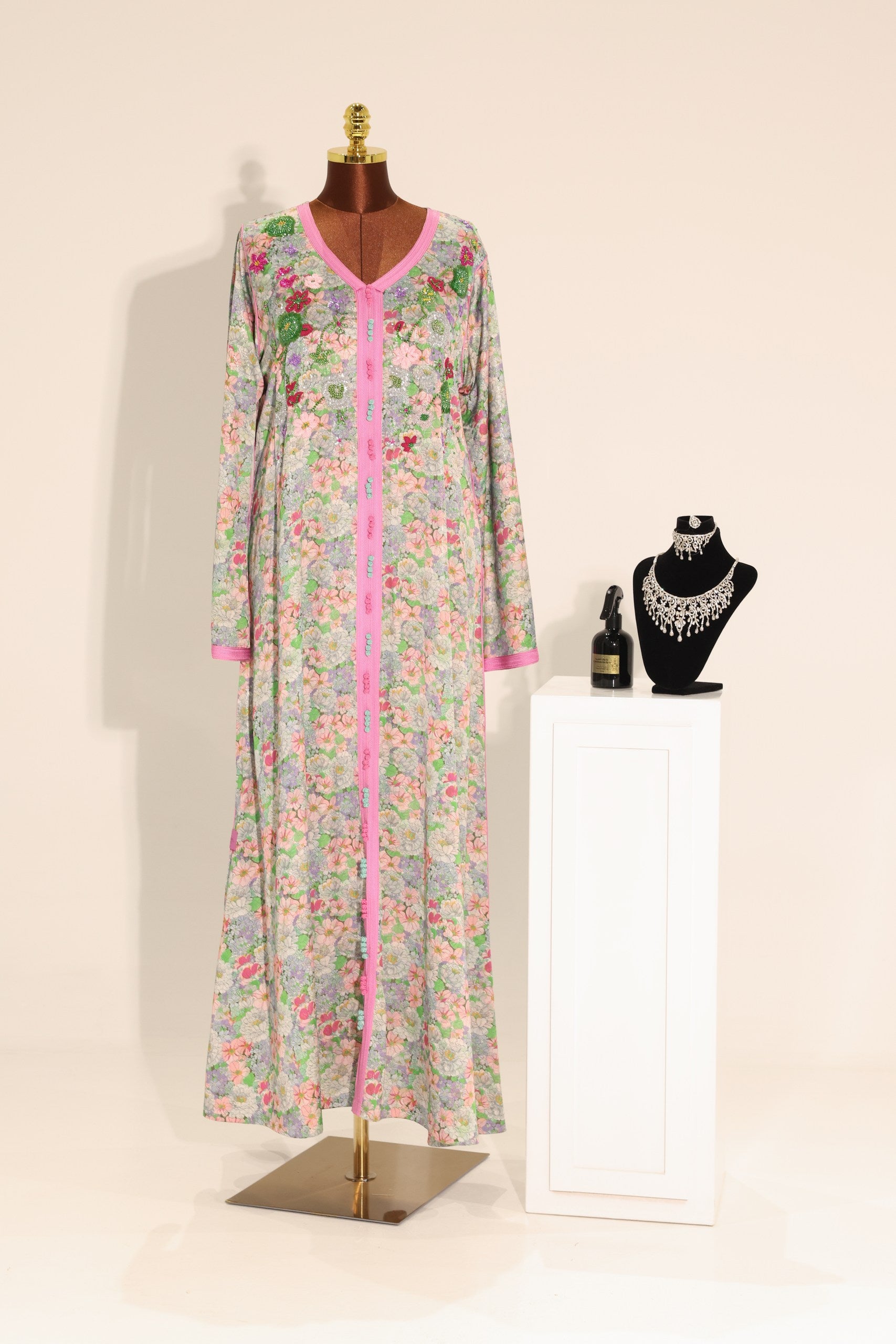 Silk Floral Zari Kaftan
