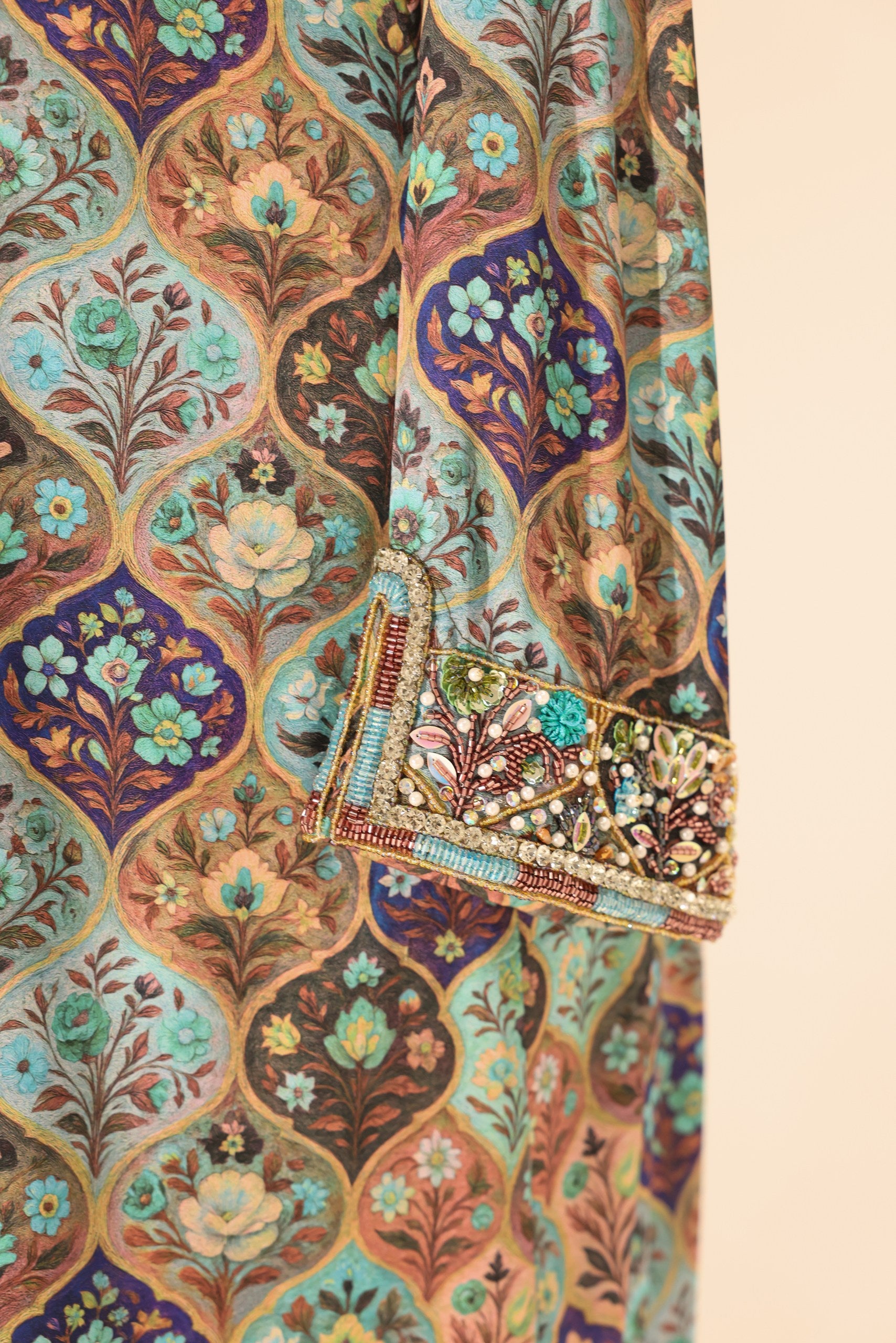 Embroidered Floral Silk Jalabiya