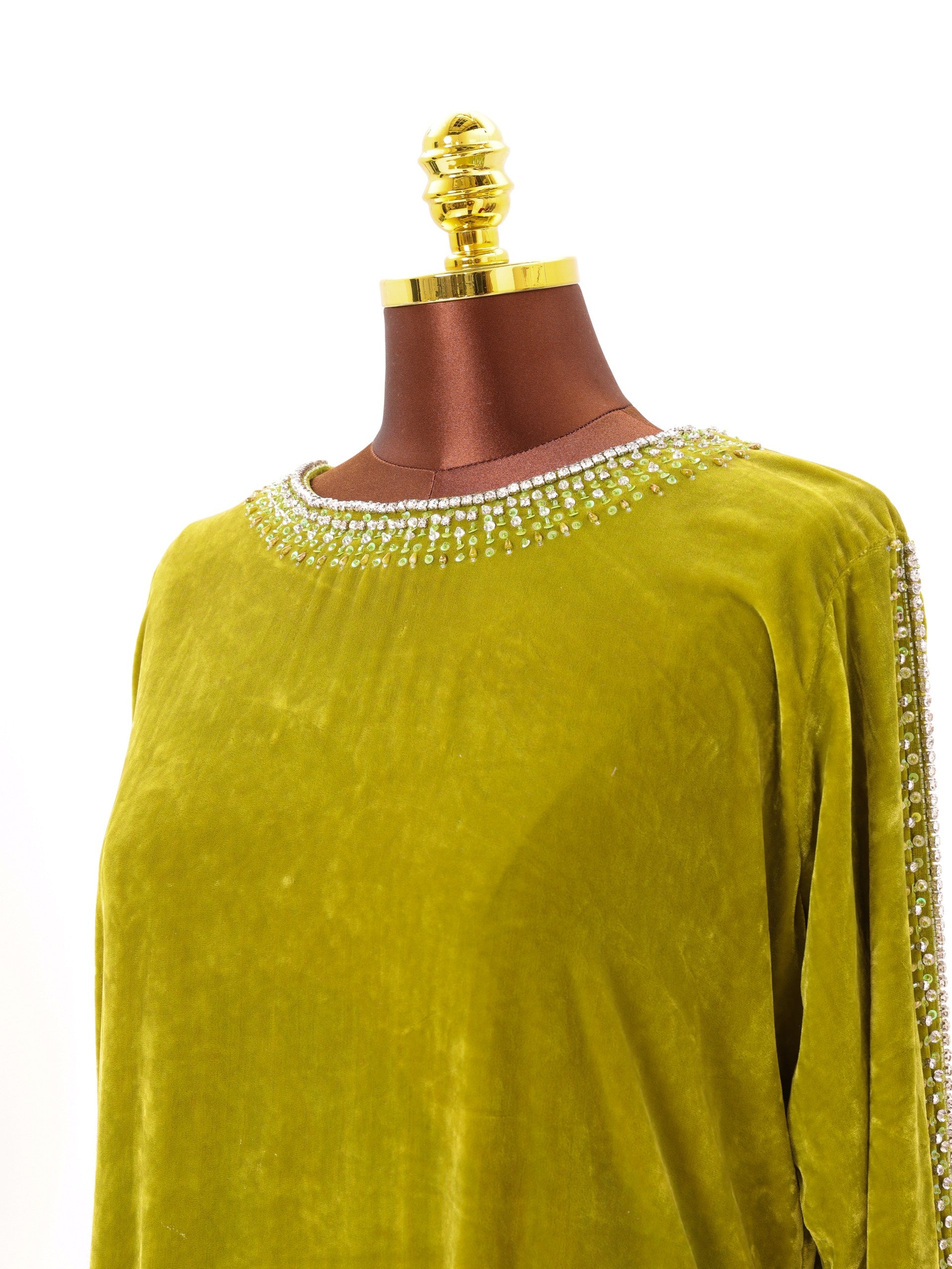 Olive Crystal Velvet Dress