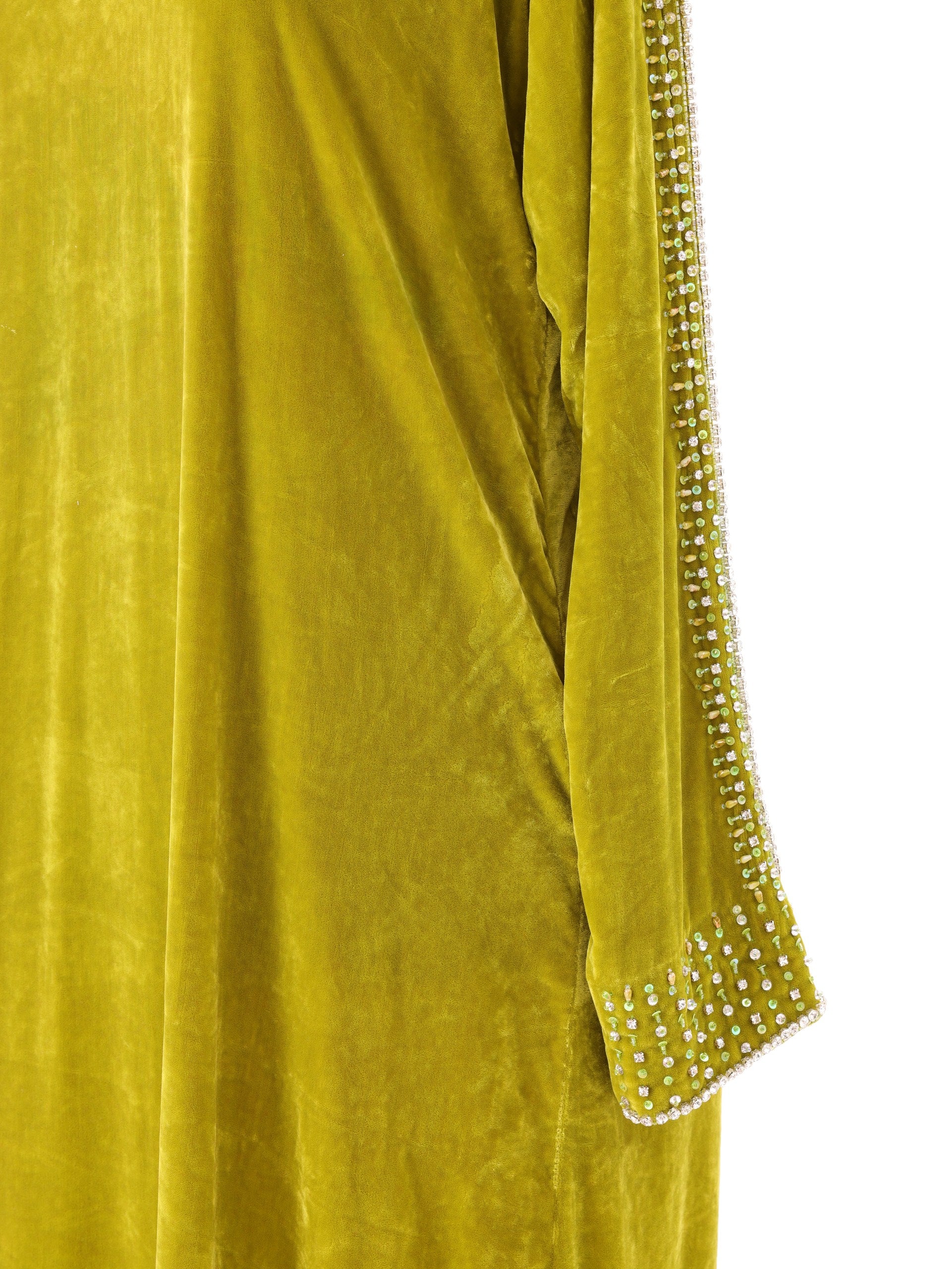 Olive Crystal Velvet Dress