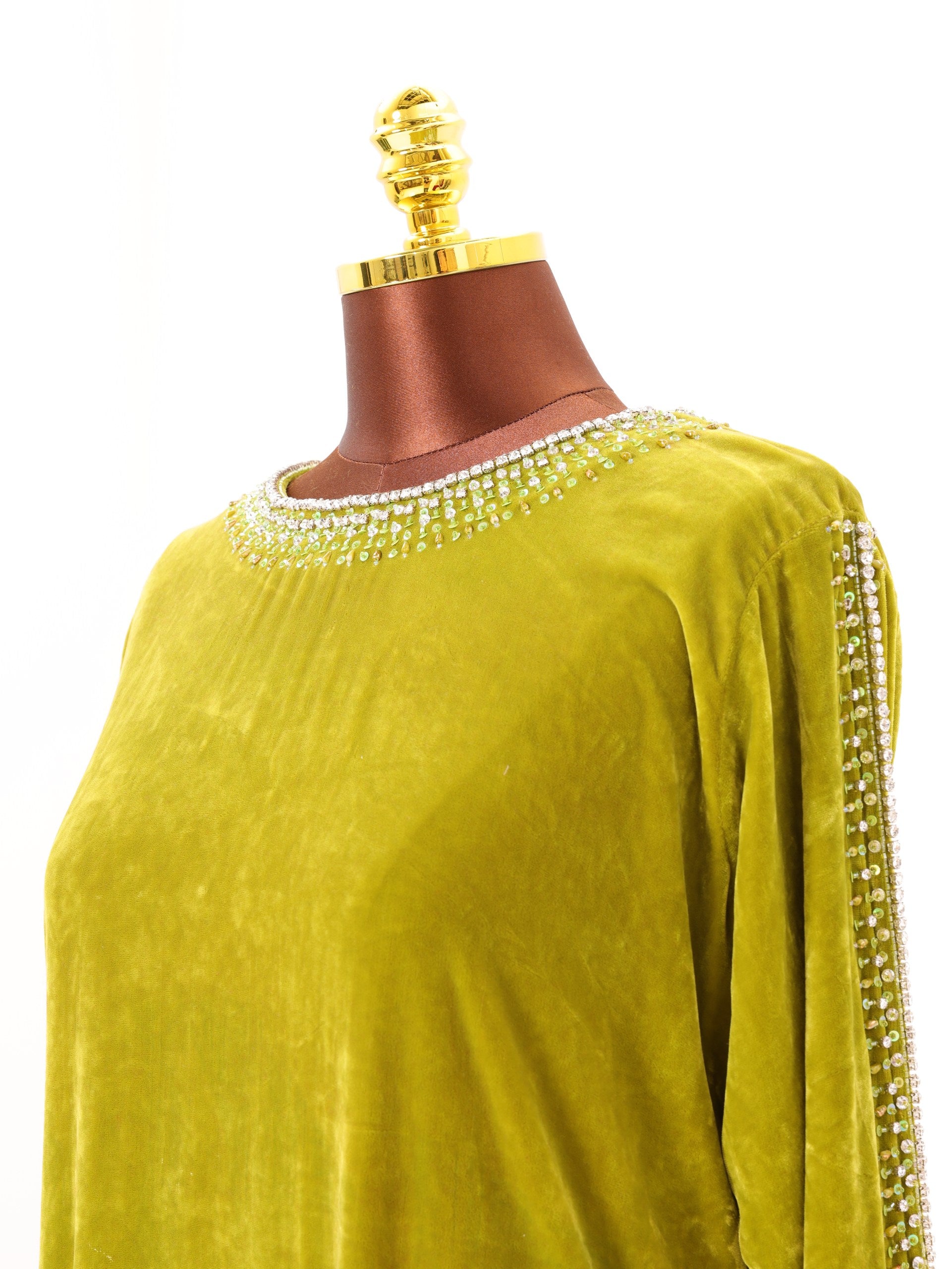 Olive Crystal Velvet Dress