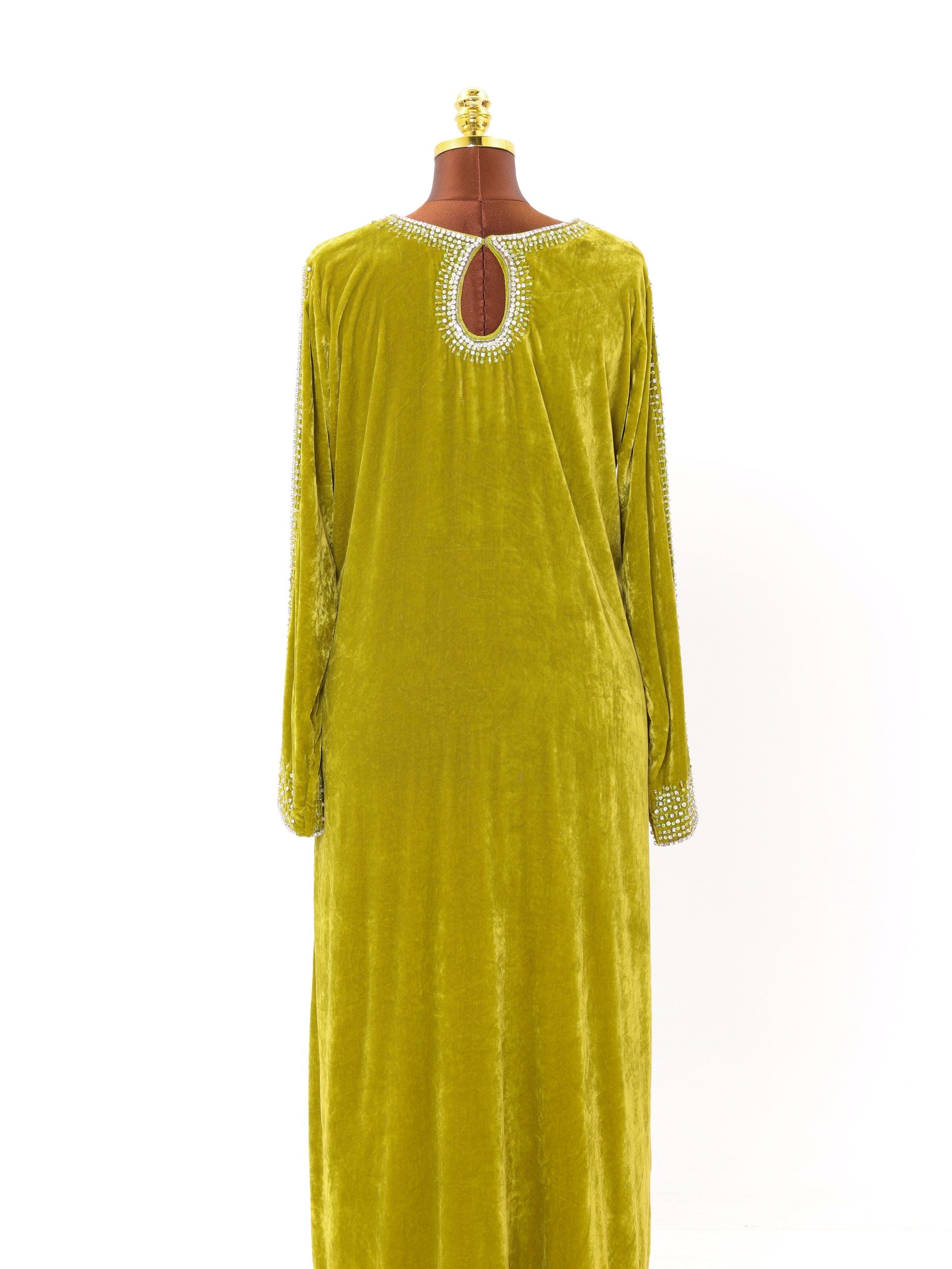 Olive Crystal Velvet Dress