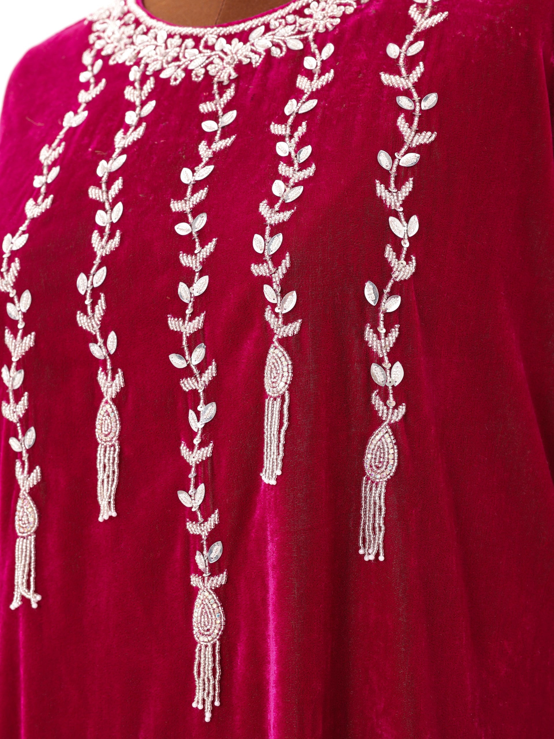 Rose Tassel Velvet Dress