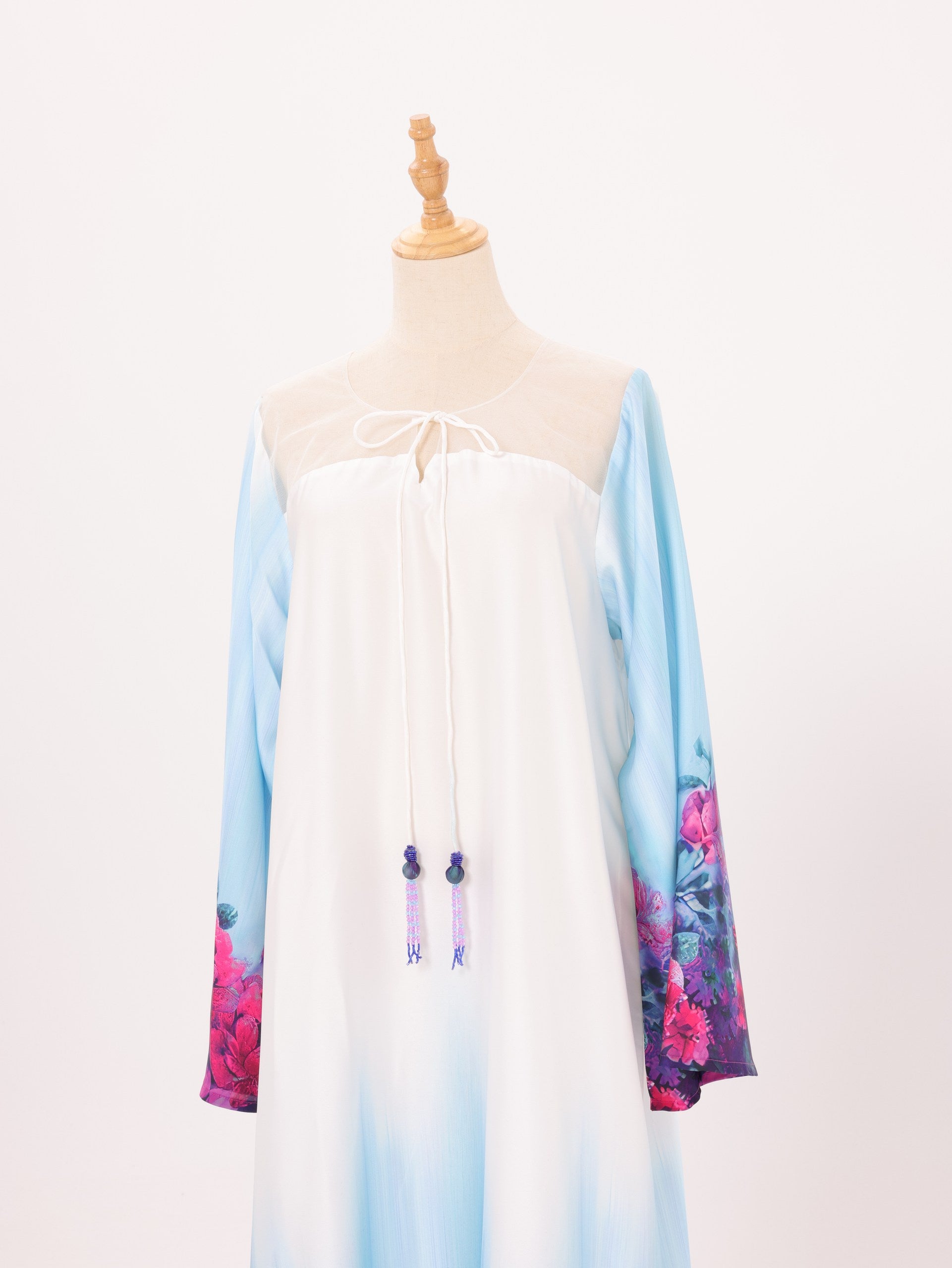 Blue Silk Bloom Jalabiya