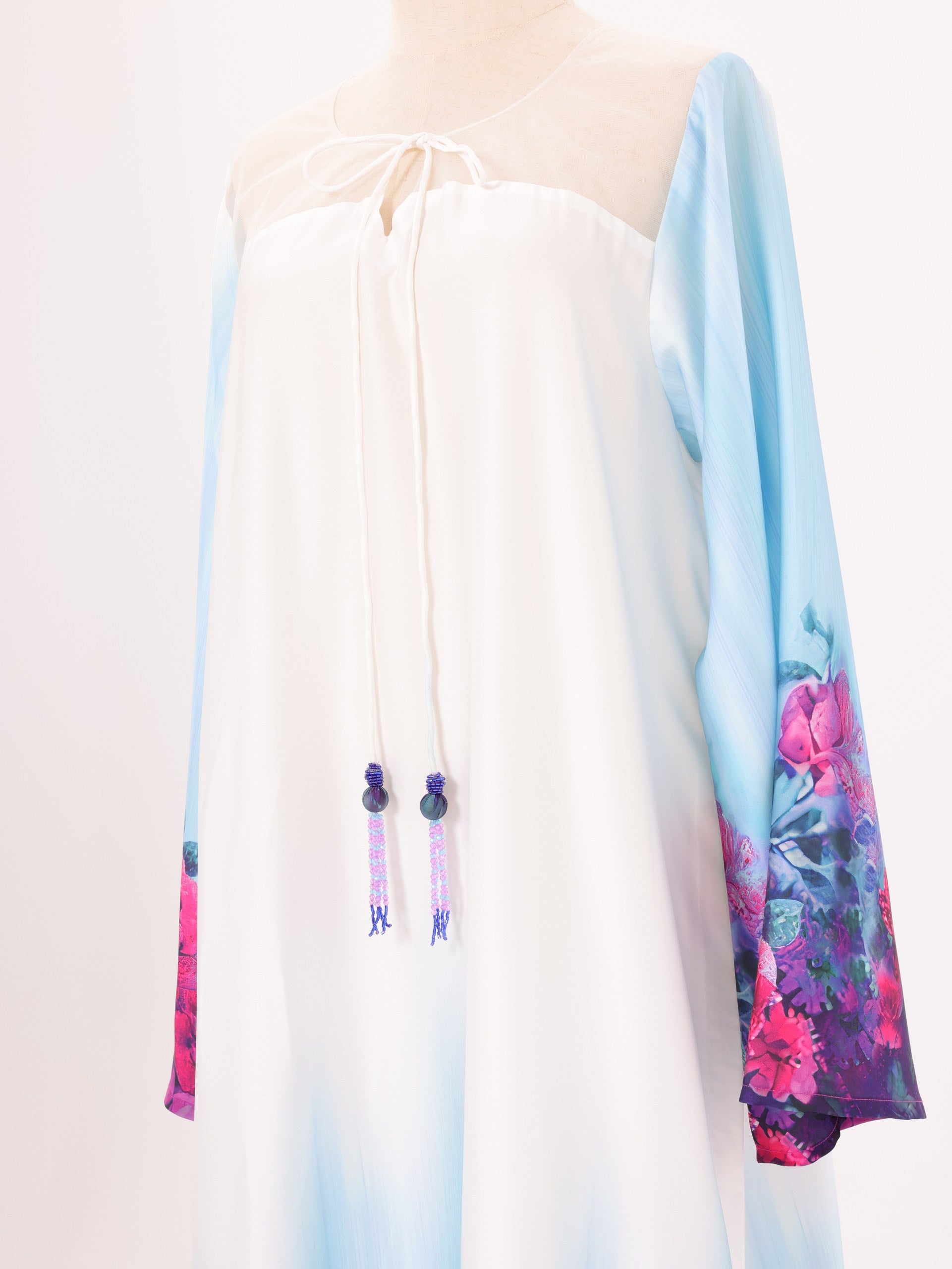 Blue Silk Bloom Jalabiya