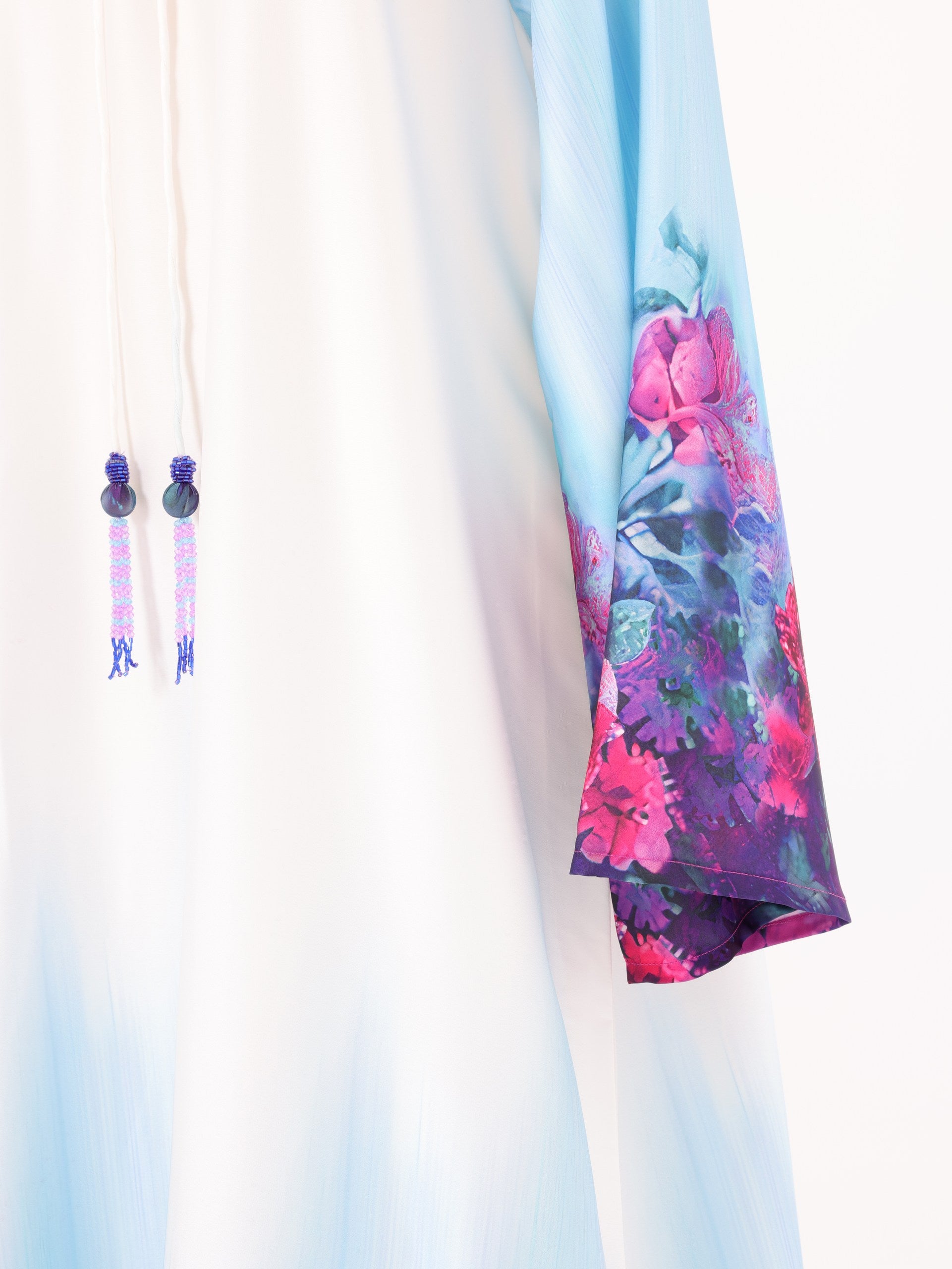 Blue Silk Bloom Jalabiya