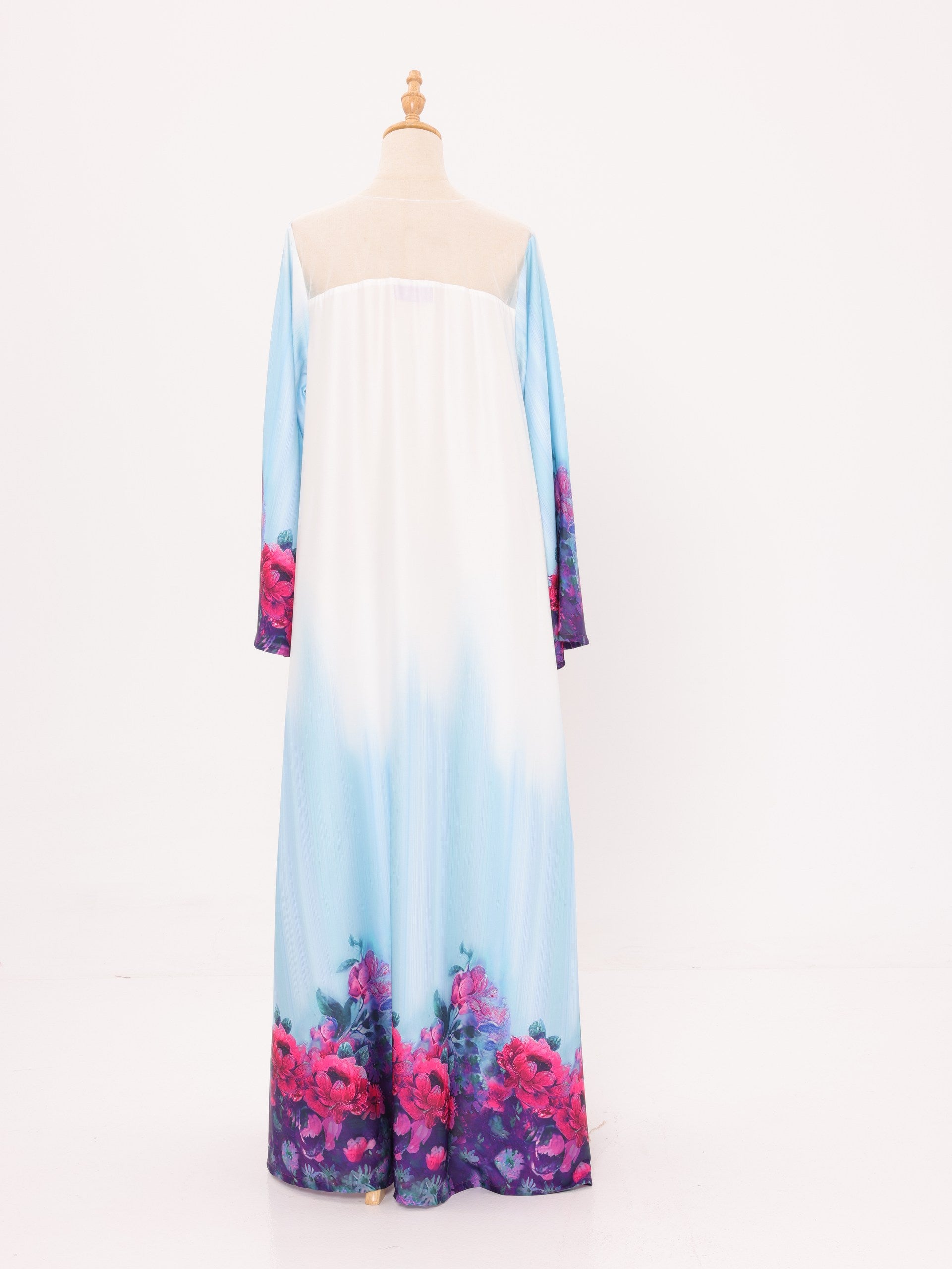 Blue Silk Bloom Jalabiya