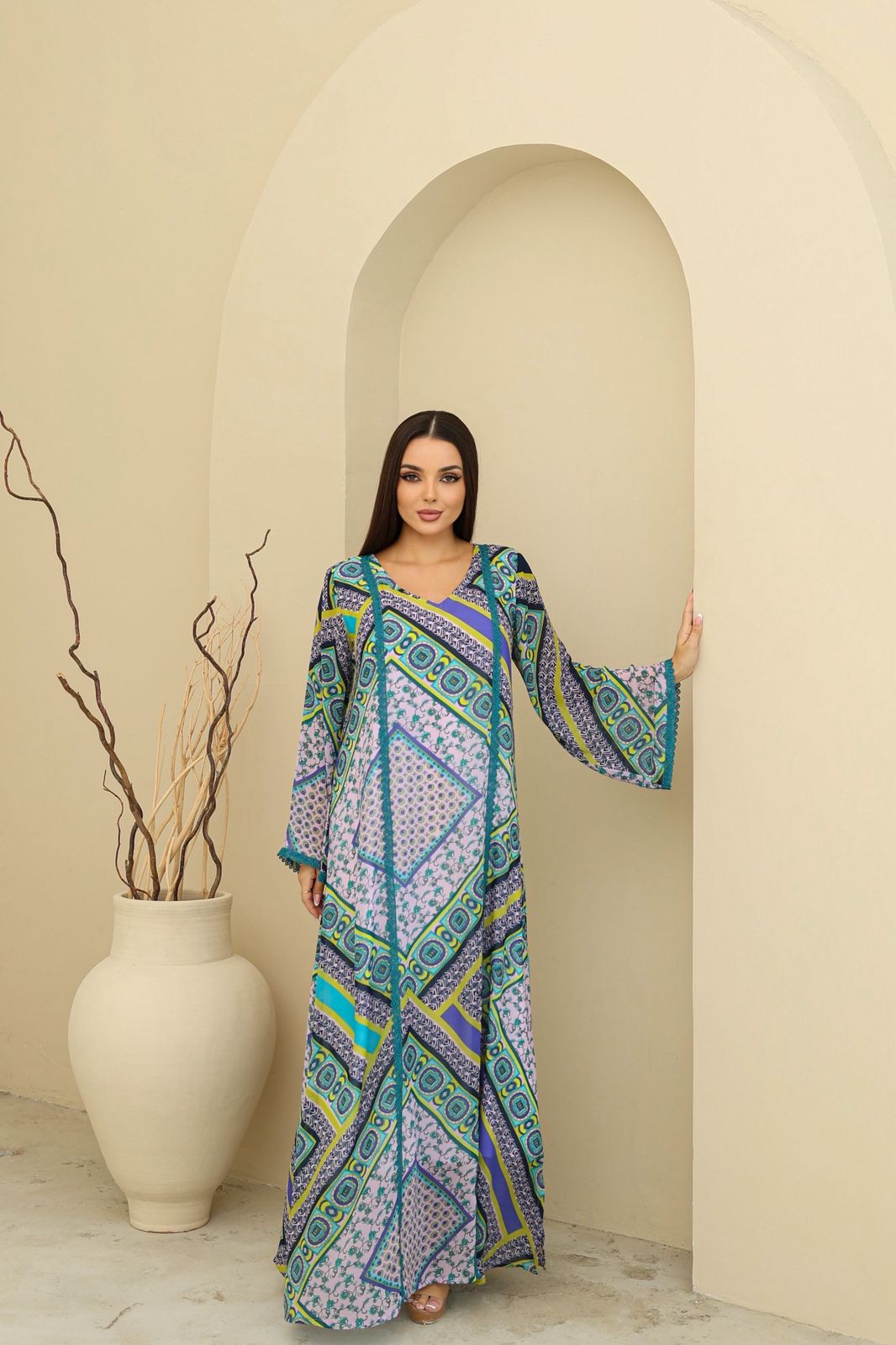 Aqua Mosaic Chiffon Jalabiya