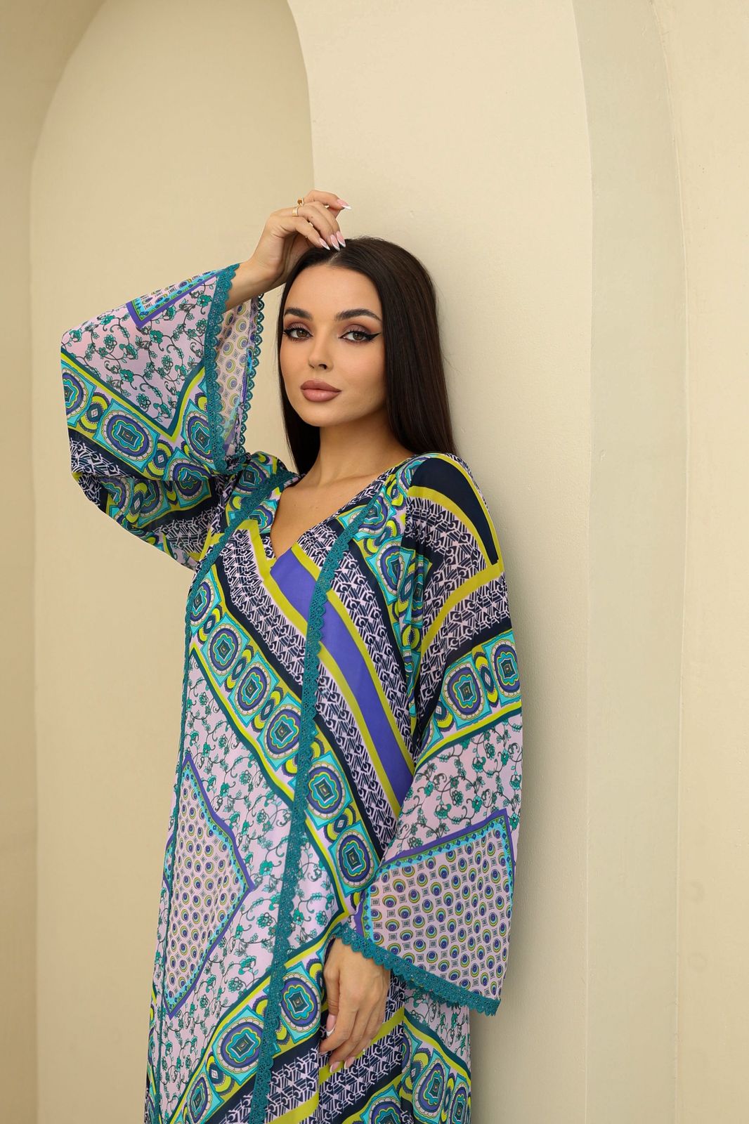 Aqua Mosaic Chiffon Jalabiya