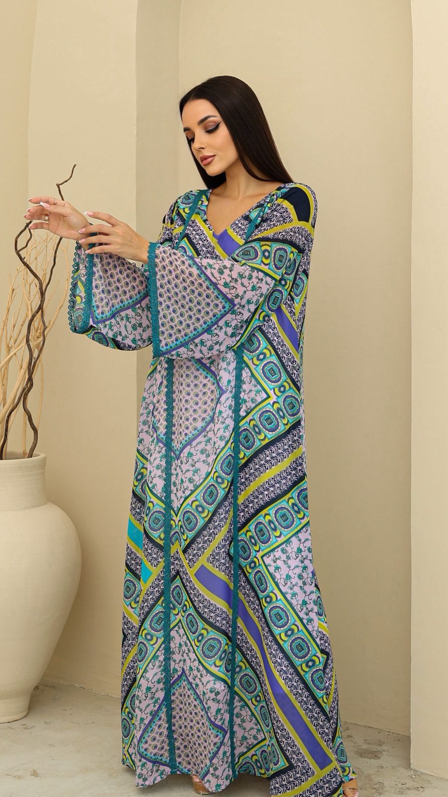 Aqua Mosaic Chiffon Jalabiya