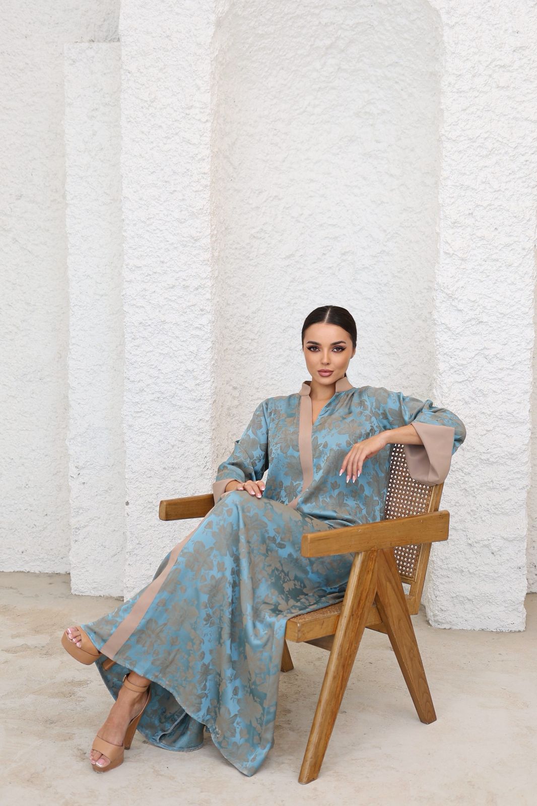 Blue Elegance Jacquard Jalabiya