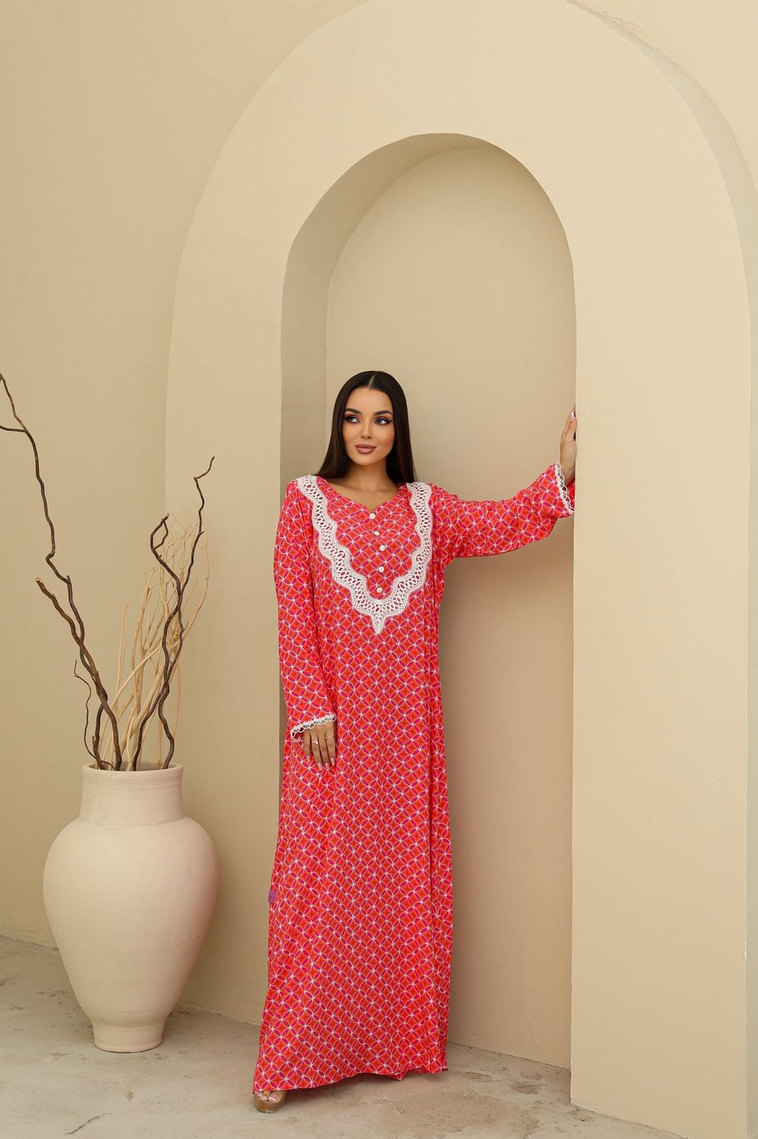 Coral Grace Cotton Jalabiya