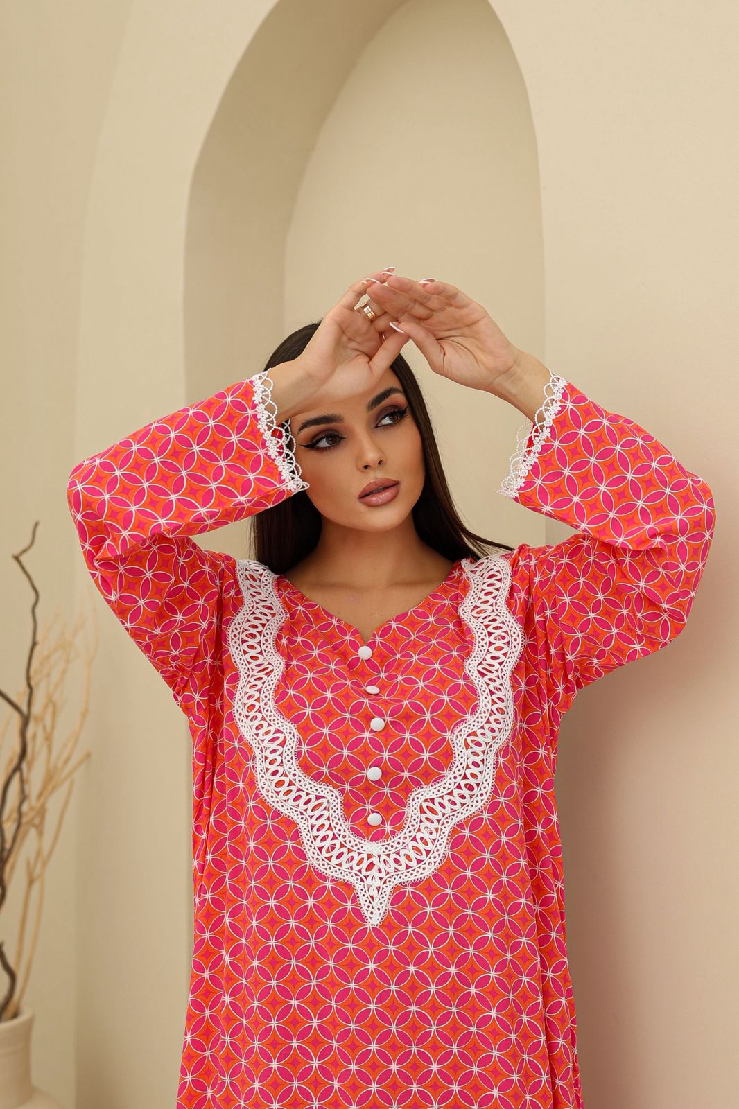 Coral Grace Cotton Jalabiya