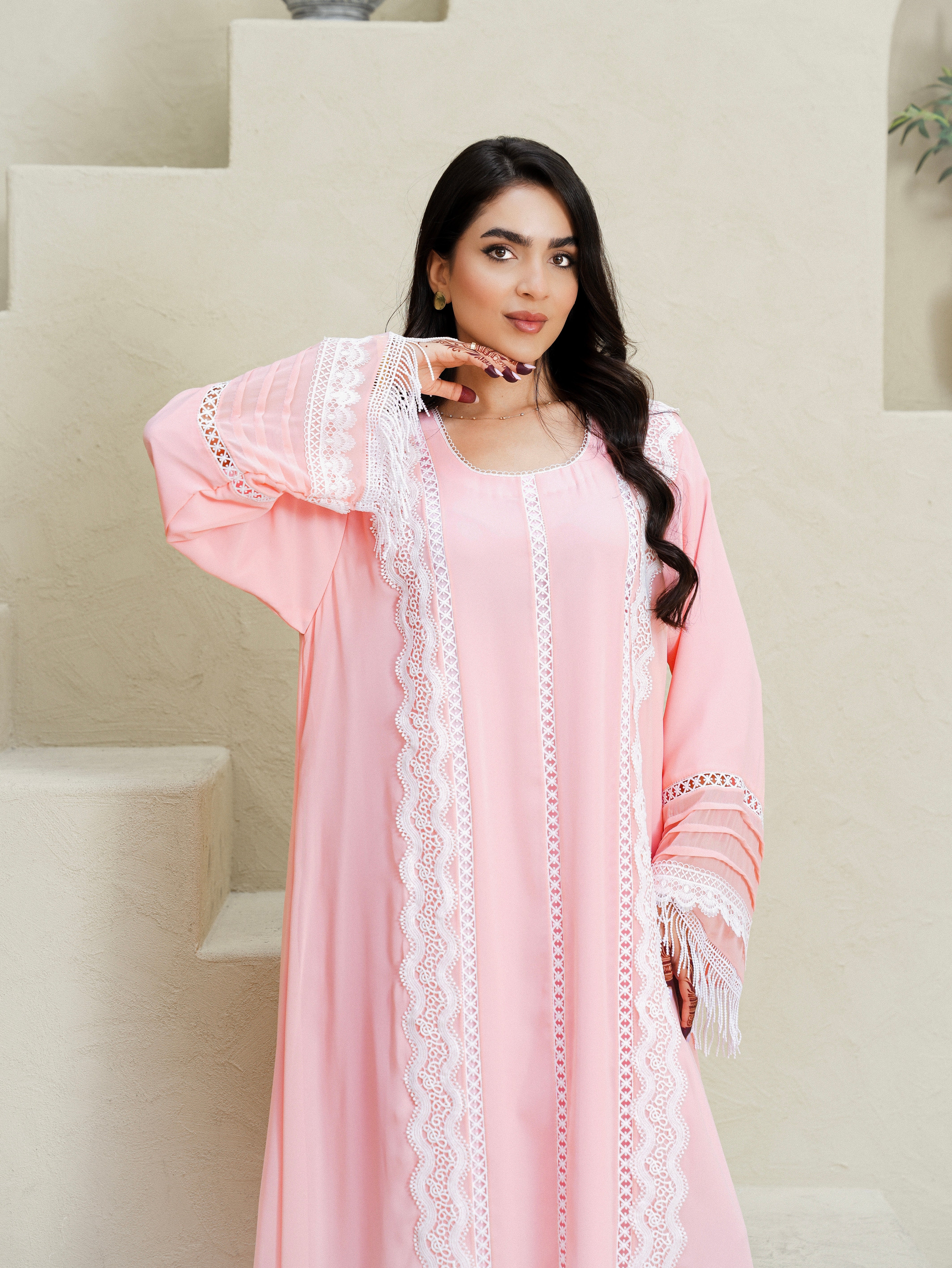 Blush Lace Jalabyia