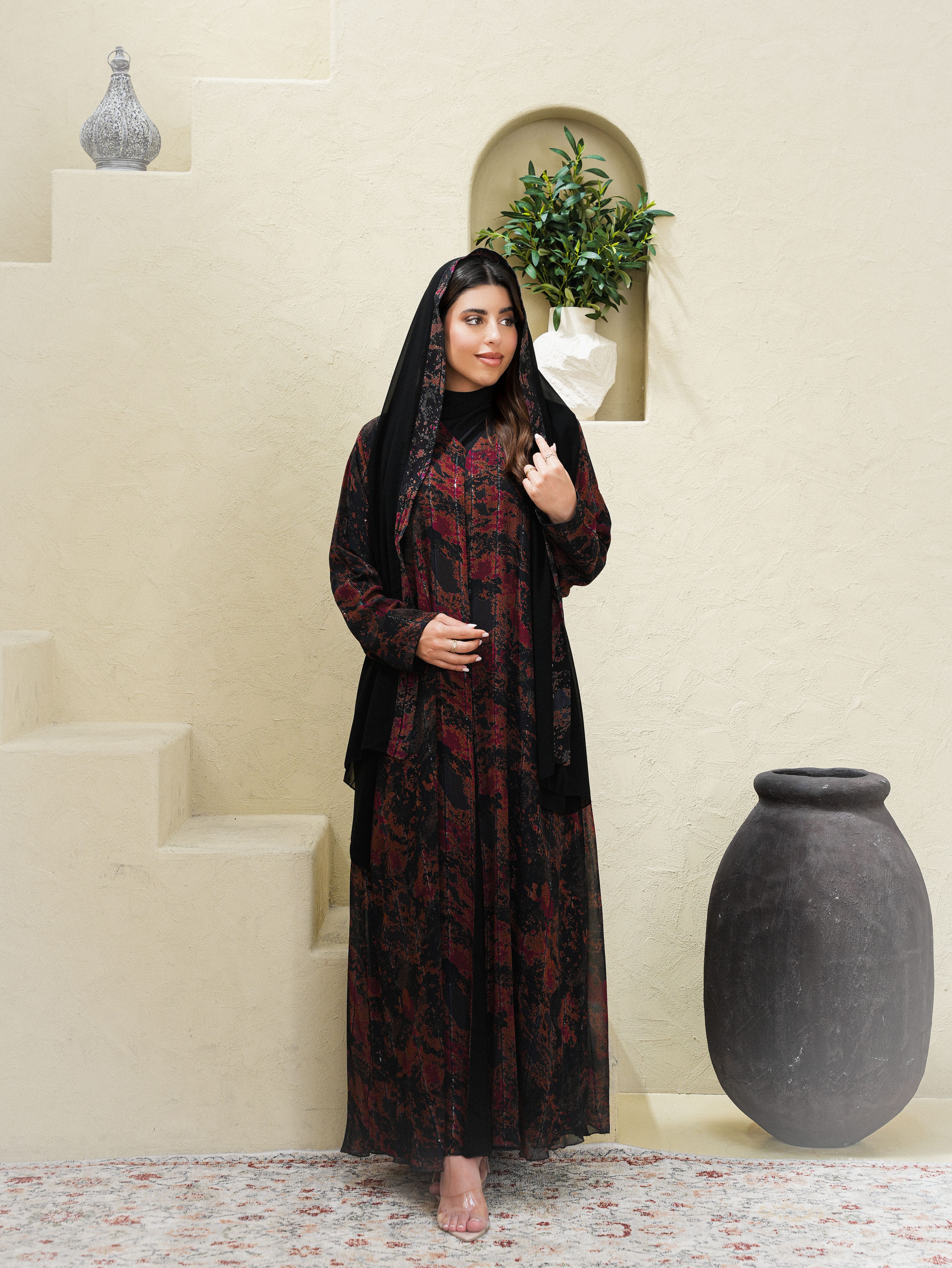 Abaya “Crimson Glow”