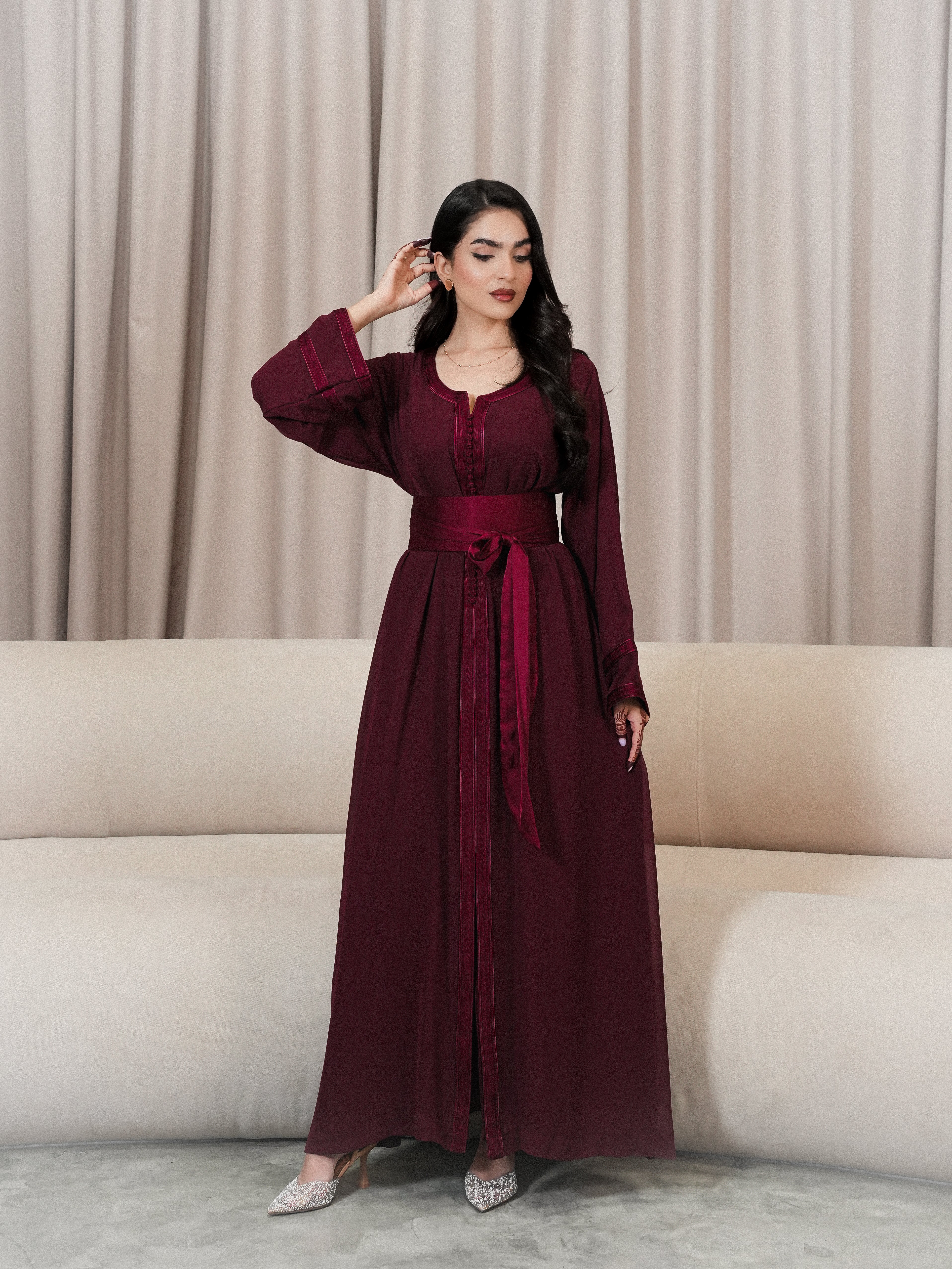 Burgundy Grace kaftan