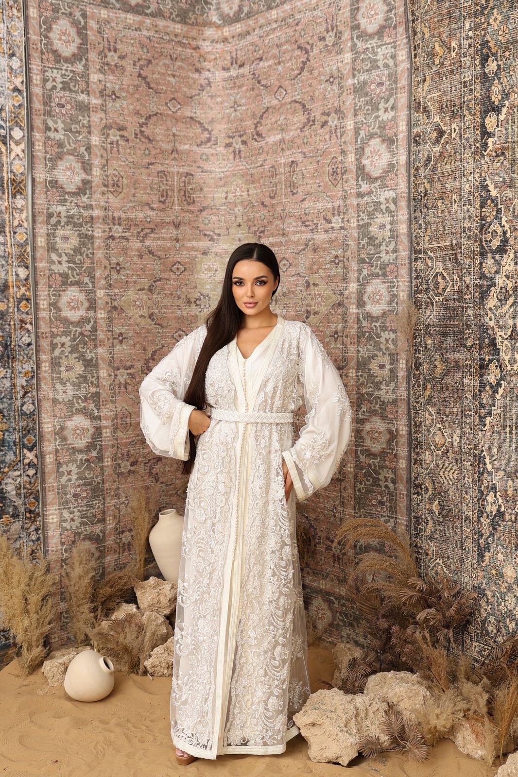 White Elegance Moroccan Kaftan