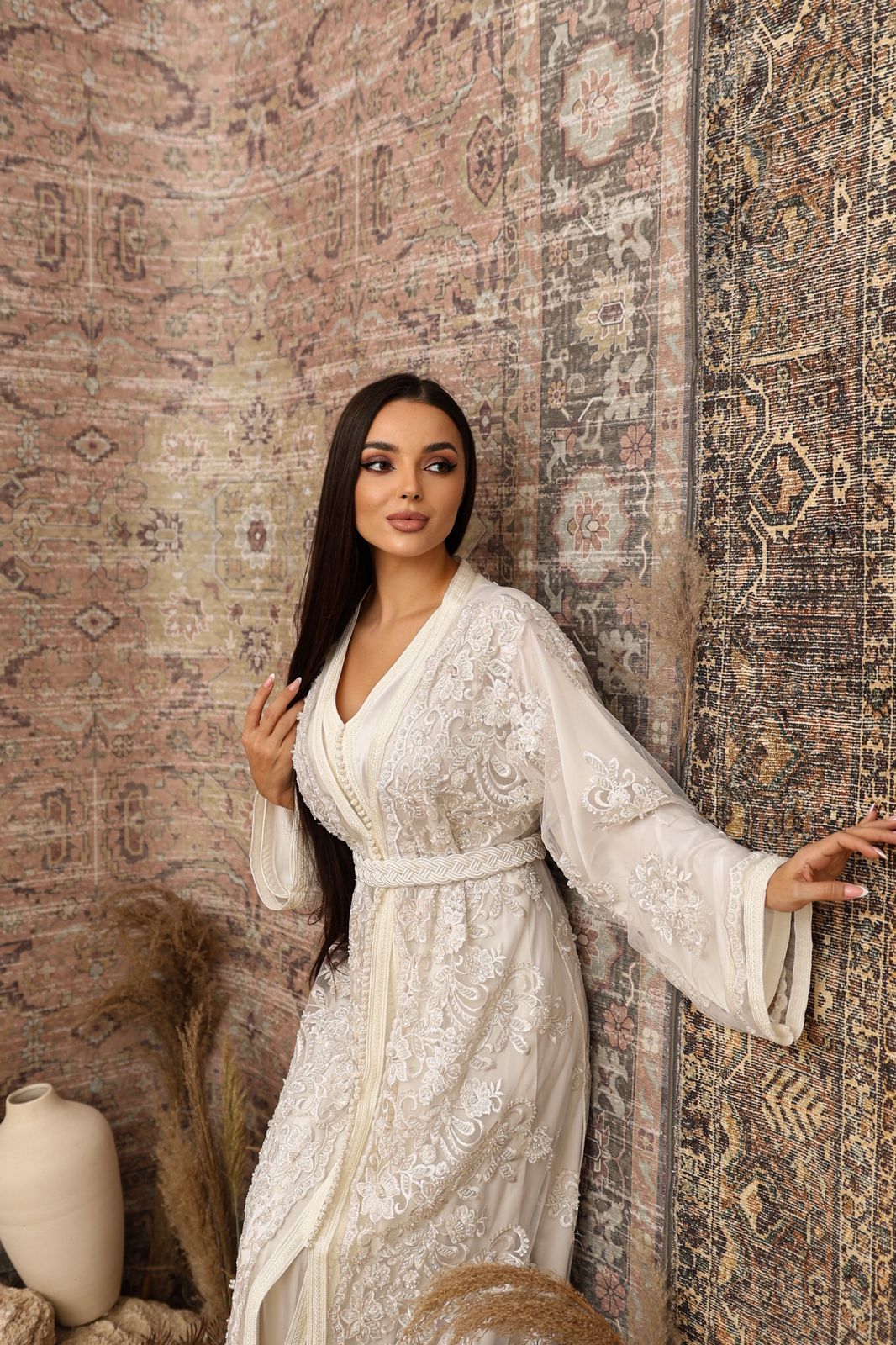 White Elegance Moroccan Kaftan