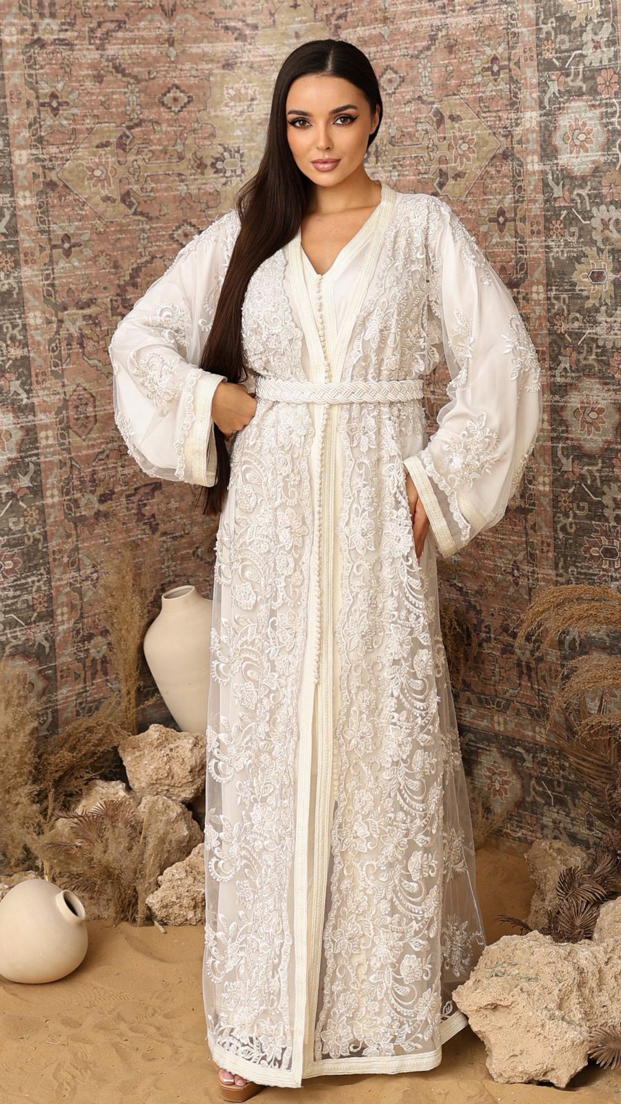 White Elegance Moroccan Kaftan