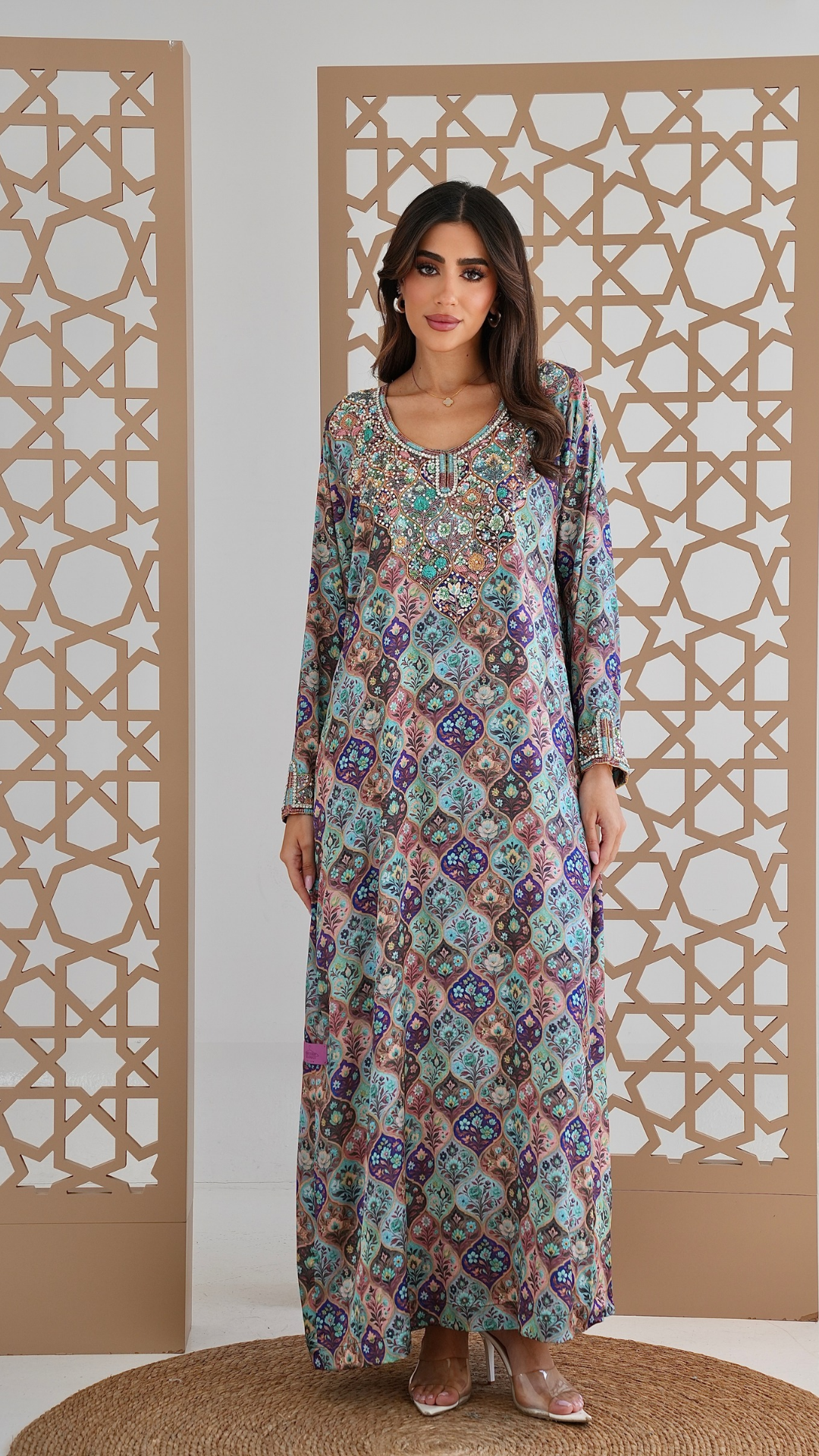 Embroidered Floral Silk Jalabiya