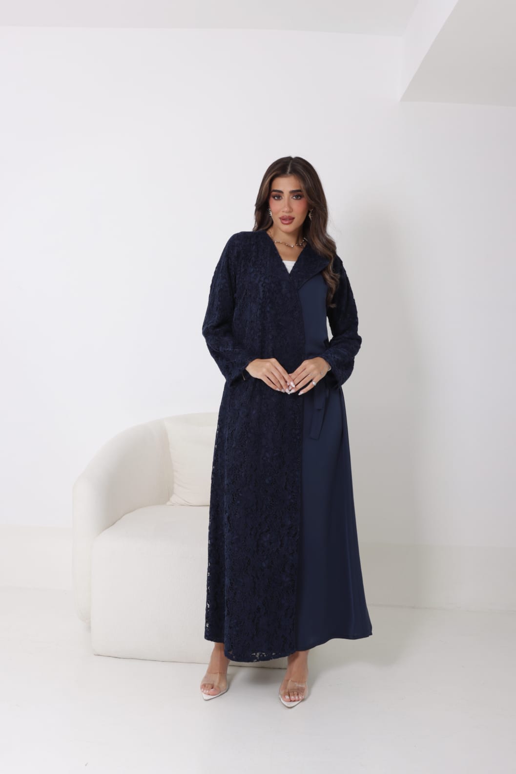 “Whisper of Elegance” Abaya Navy