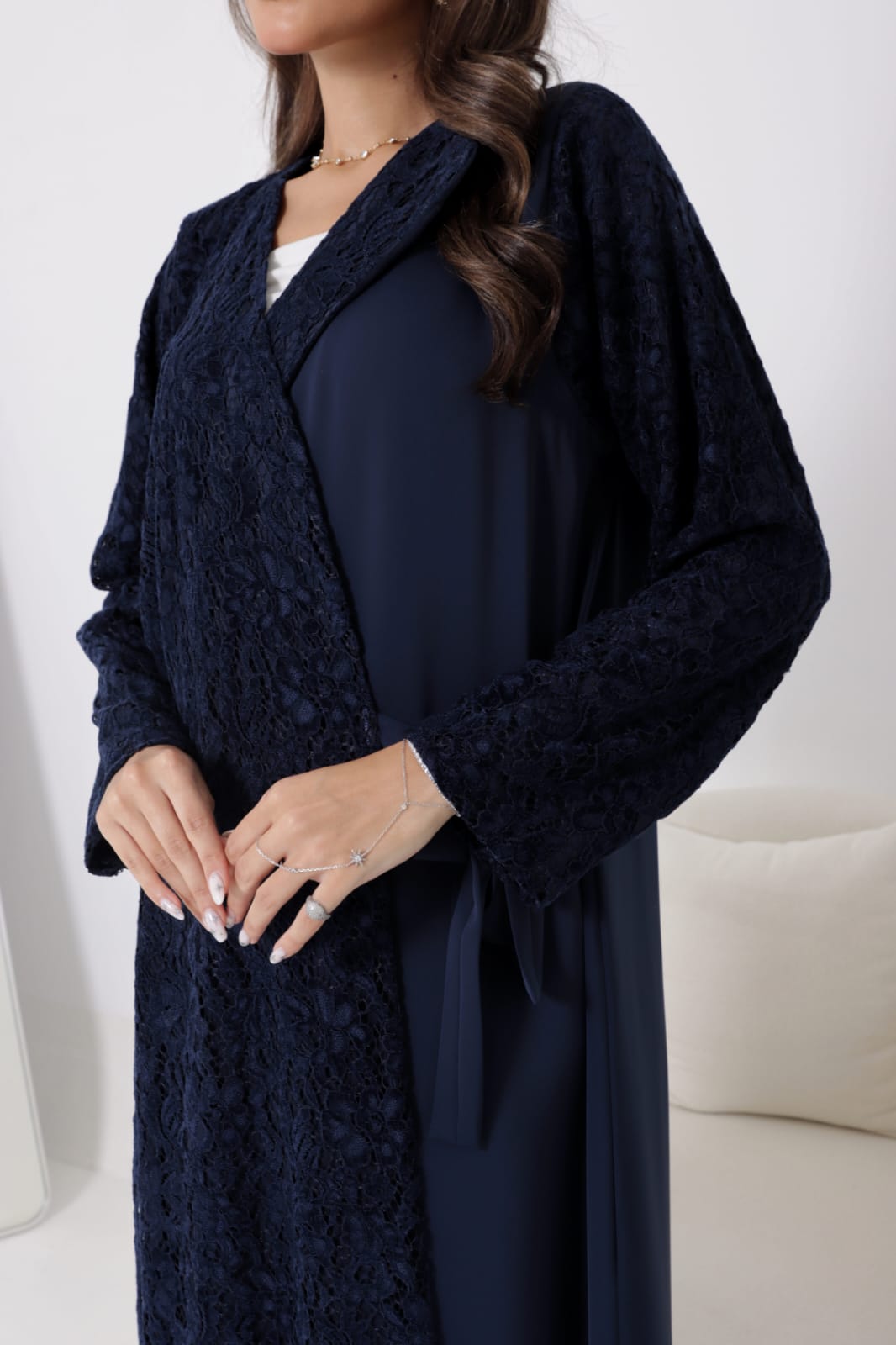 “Whisper of Elegance” Abaya Navy