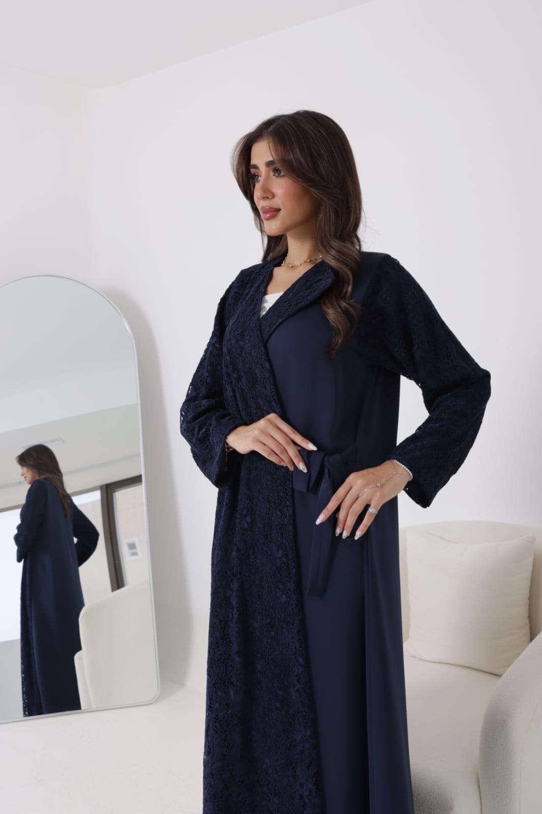 “Whisper of Elegance” Abaya Navy